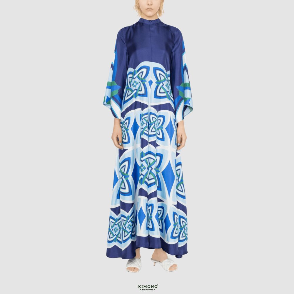 Robe kimono réversible | Bleu Profond