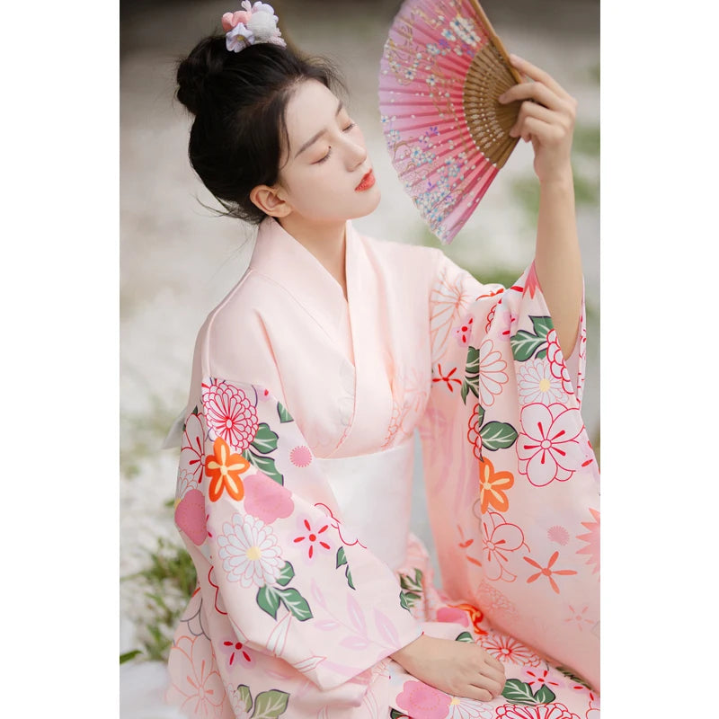 Kimono Blanc Fleuri Femme