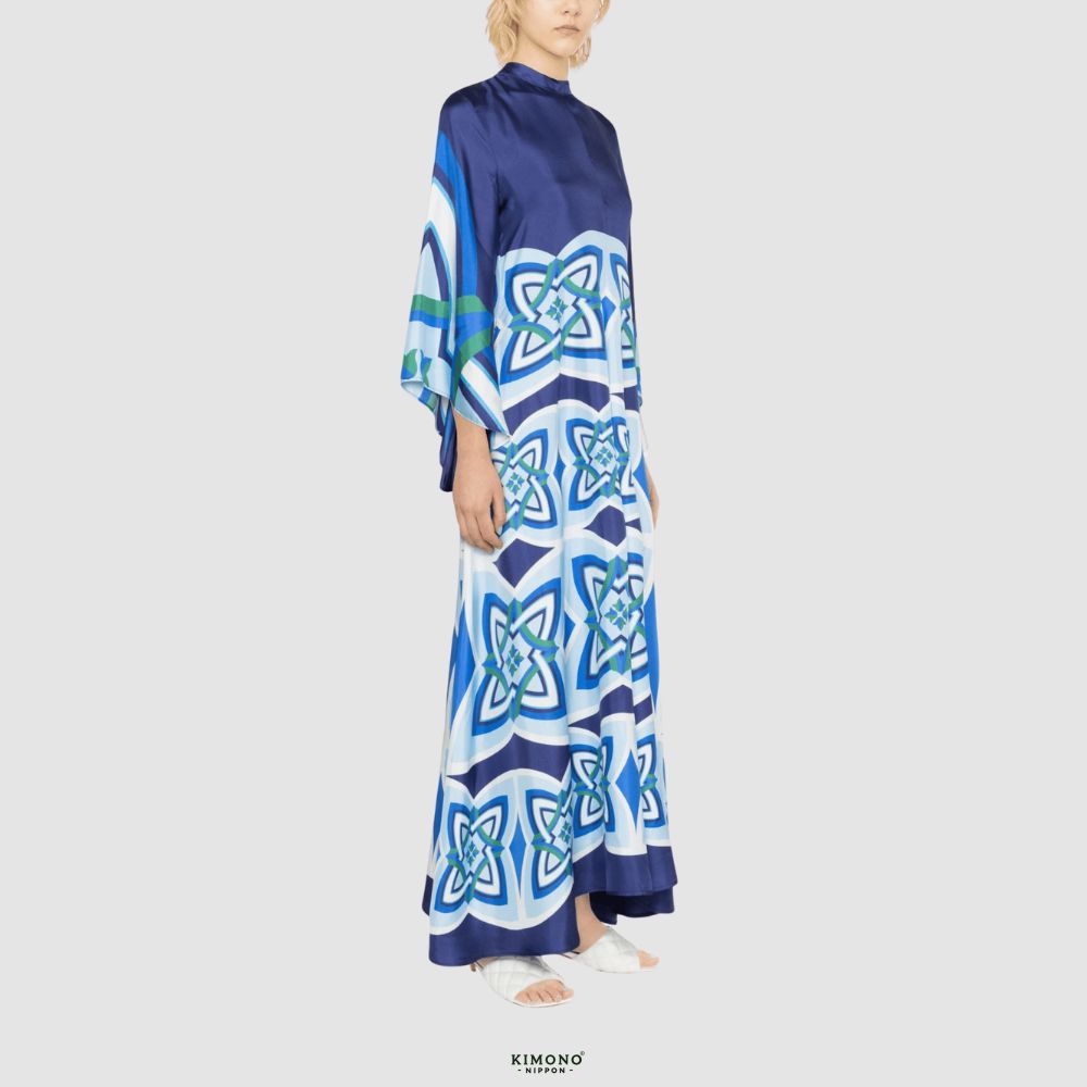 Robe kimono réversible | Bleu Profond