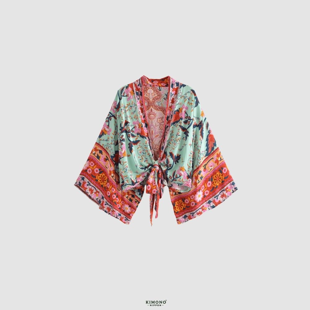 Kimono court | Harmonie Florale Vert Cendré