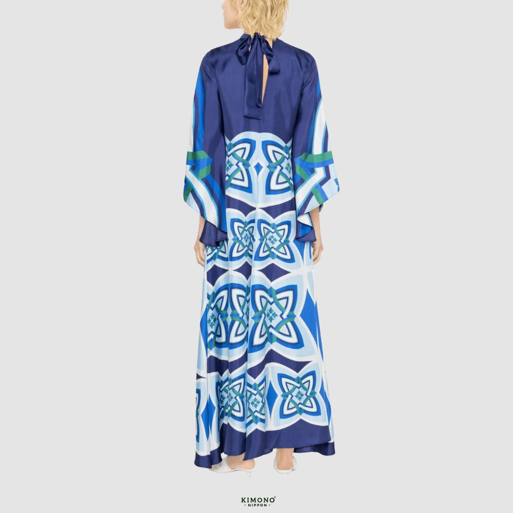 Robe kimono réversible | Bleu Profond