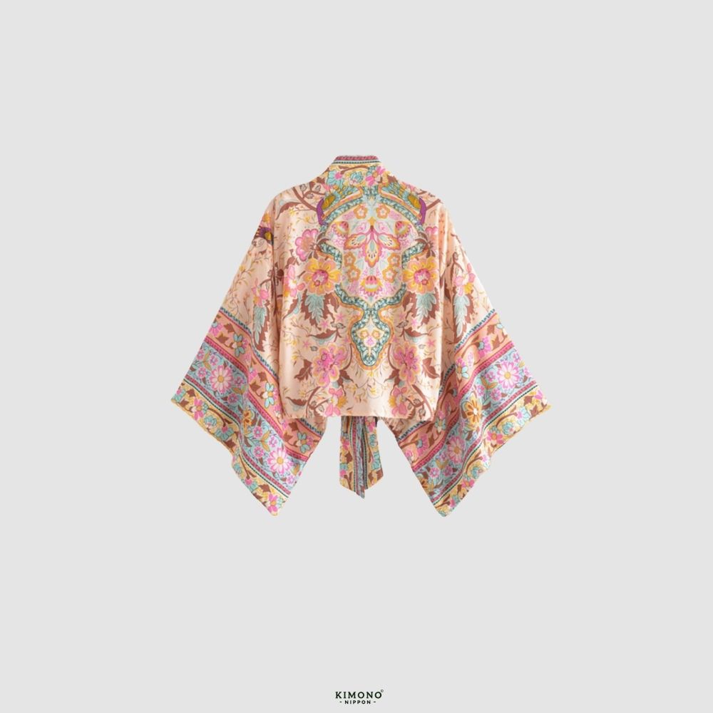 Kimono court | Harmonie Florale Rose Poudré