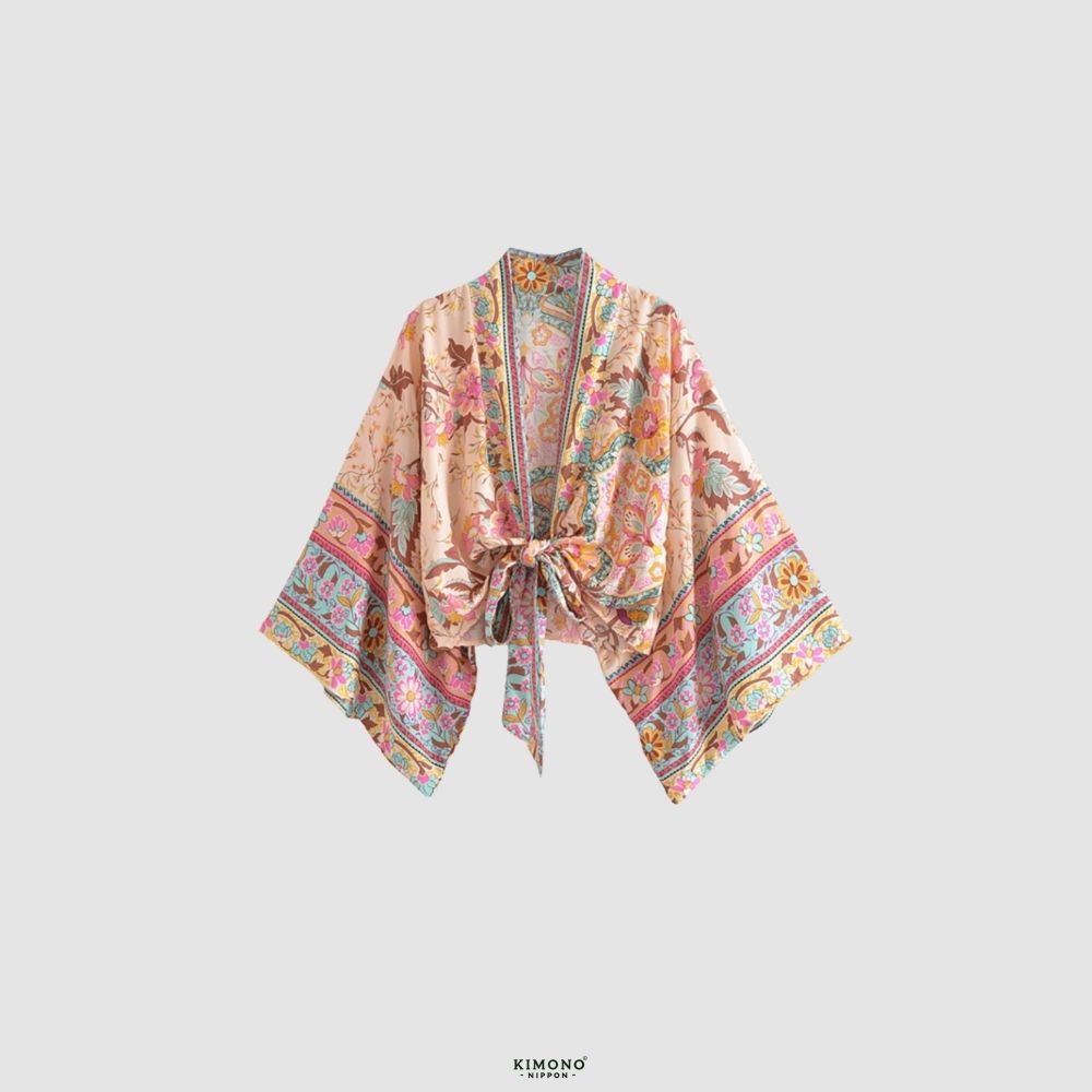 Kimono court | Harmonie Florale Rose Poudré