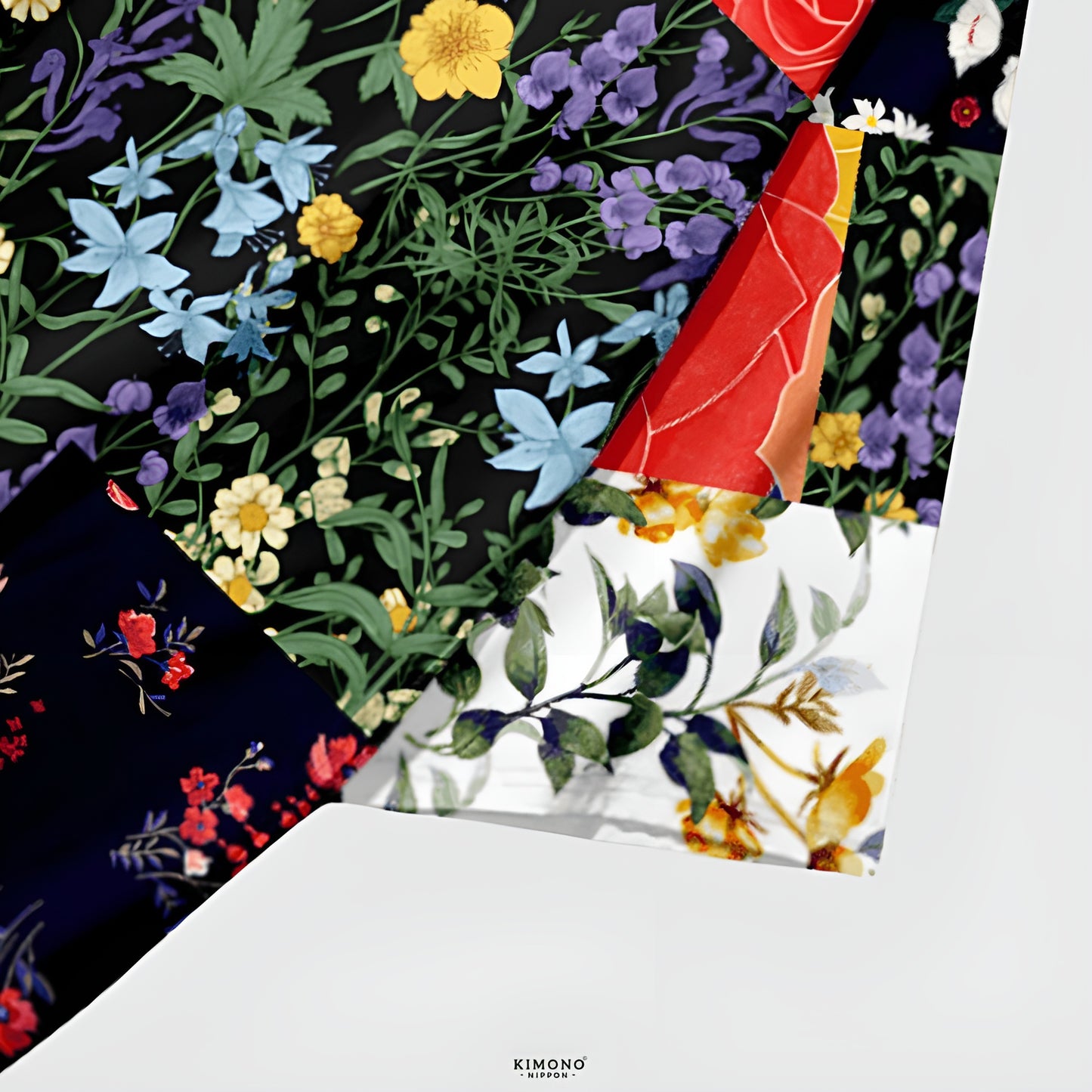 Kimono Japonais | Motifs Floraux Patchwork