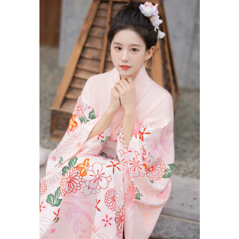 Kimono Blanc Fleuri Femme