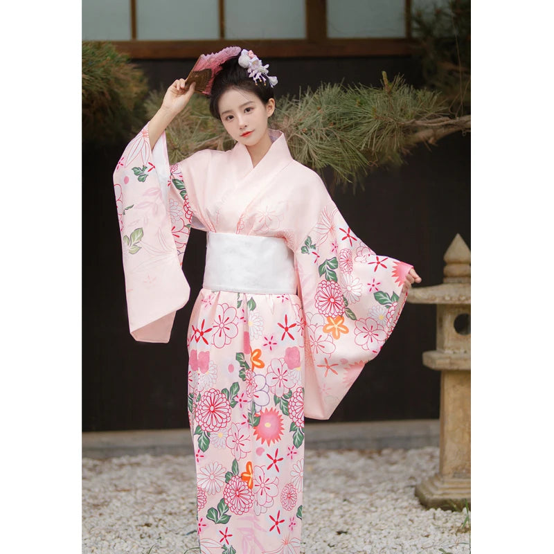 Kimono Blanc Fleuri Femme