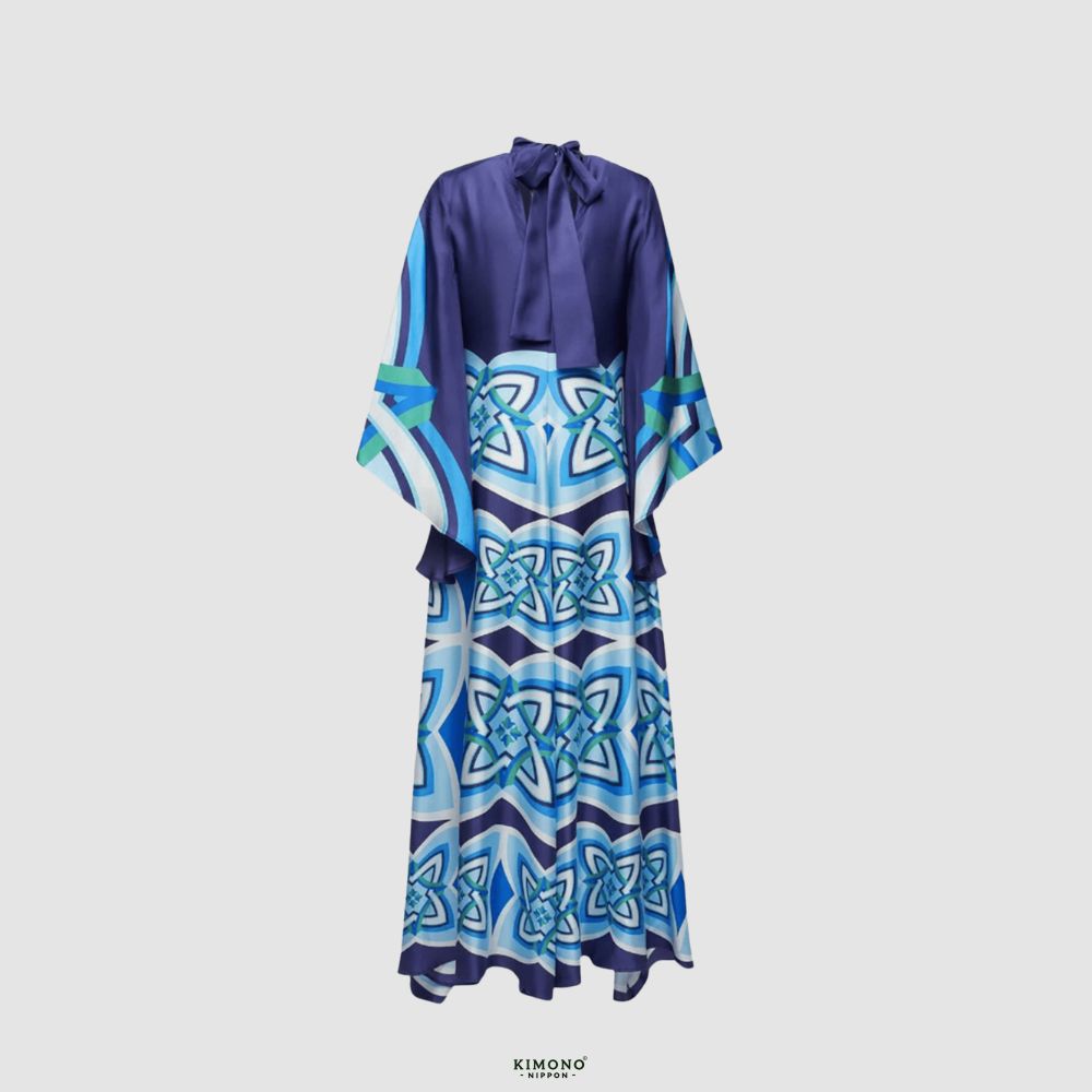 Robe kimono réversible | Bleu Profond