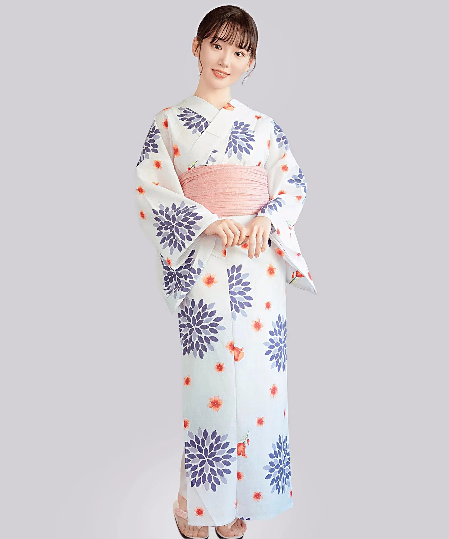 Kimono Fleuri Femme Blanc