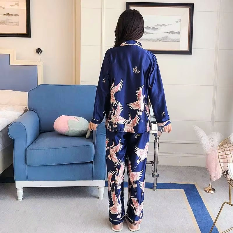 Pyjama en Soie Japonais Bleu