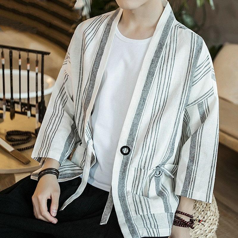 Cardigan Homme Style Kimono Blanc / M