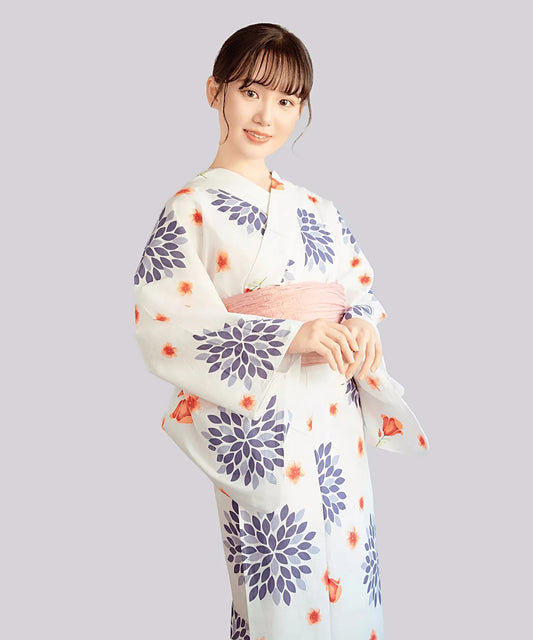 Kimono Fleuri Femme Blanc