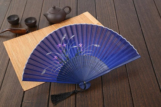 Eventail Japonais Bleu Foncé