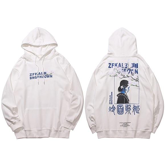 Hoodie Japonais Femme Blanc / L