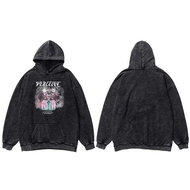 Hoodie Japonais Perceive ROOM Noir / XL