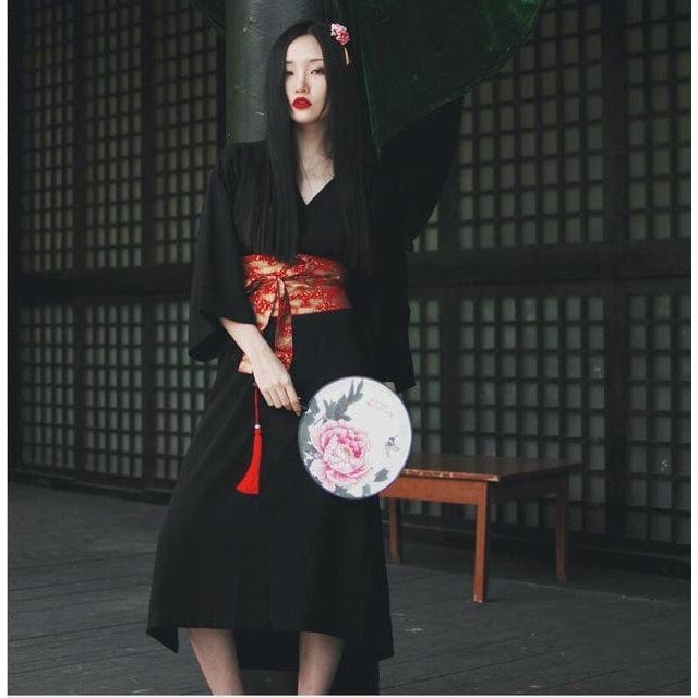 Kimono Court Femme Noir