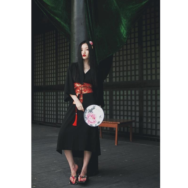 Kimono Court Femme Noir