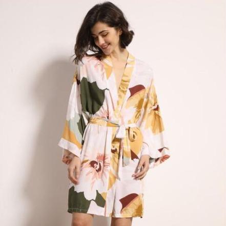 Kimono Court Femme - Tropical Doré / L