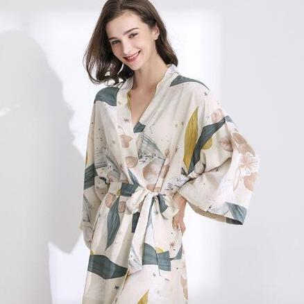 Kimono Court Femme - Tropical Vert d'eau / L