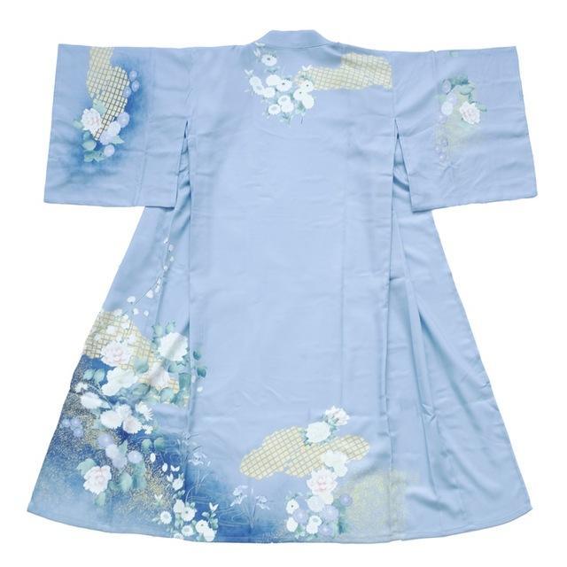 Kimono Femme Fleuri Bleu Clair / M