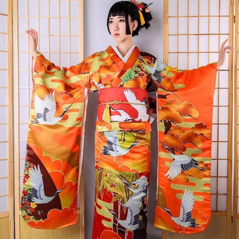 Kimono Femme Furisode Vol de Grues