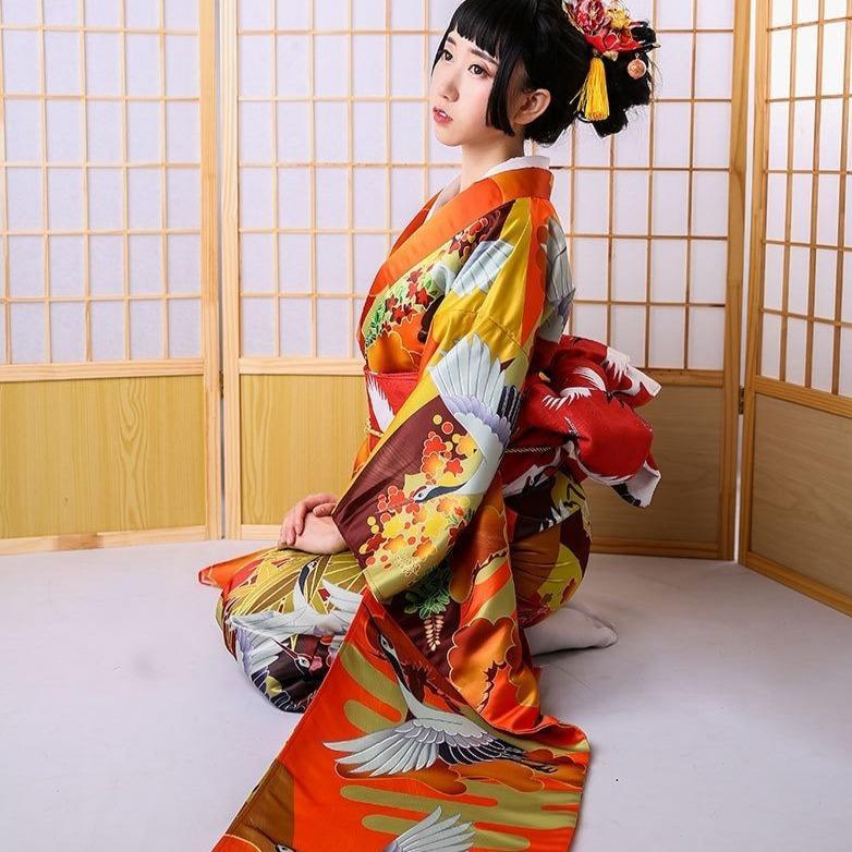 Kimono Femme Furisode Vol de Grues