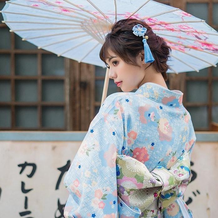 Kimono Femme Traditionnel Bleu Clair