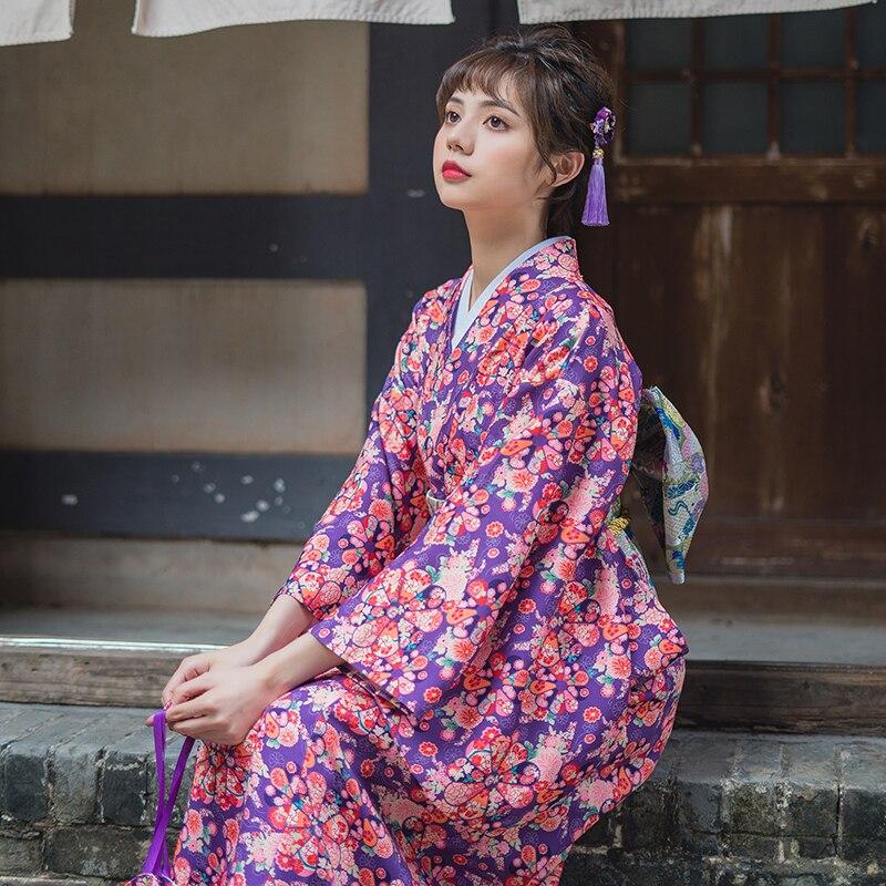 Kimono Fleuri Femme Violet