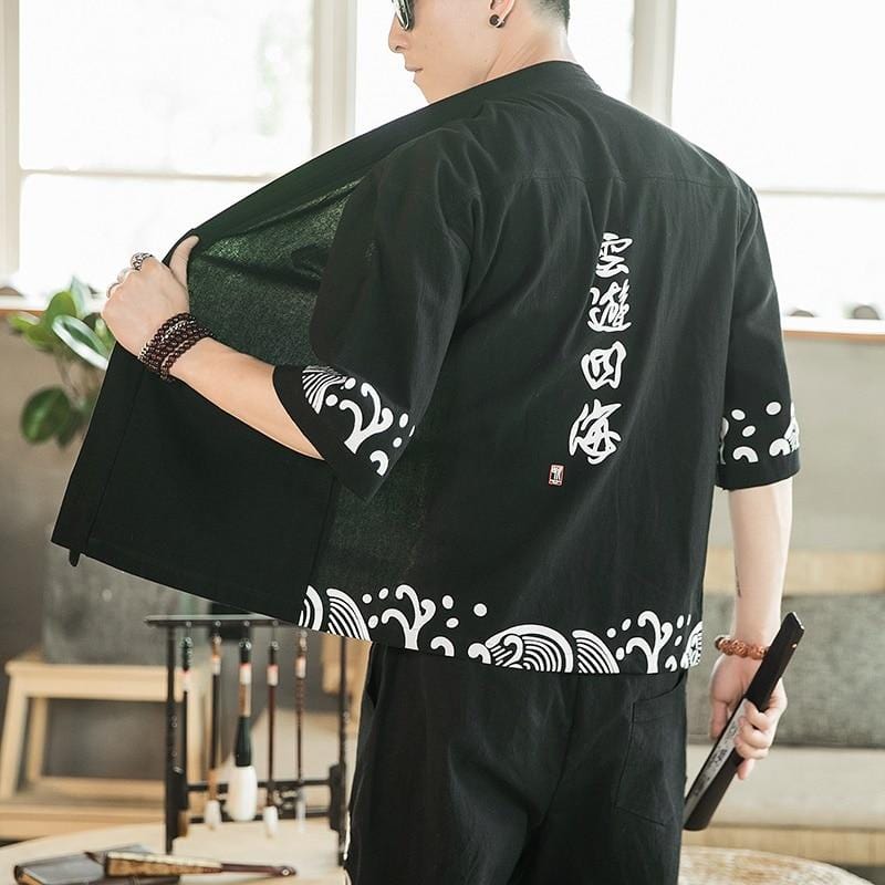 Kimono Haori Traditionnel Japonais Noir