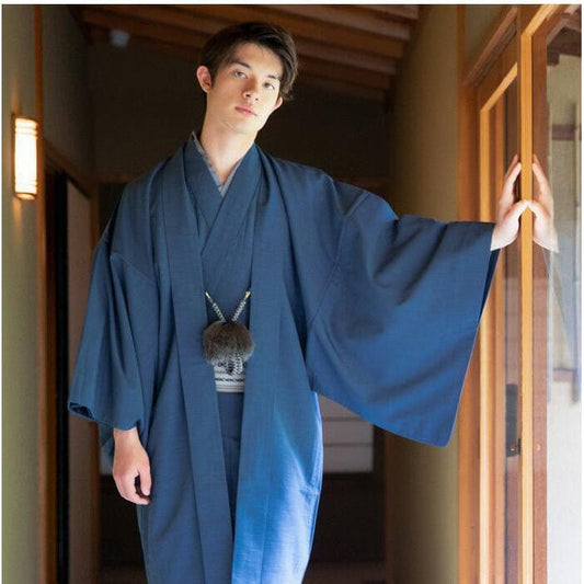 Kimono Japonais Ancien Homme Bleu / S 162-169 CM