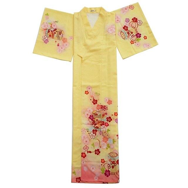 Kimono Japonais Femme Ancien Jaune / L