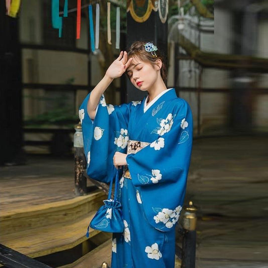 Kimono Japonais Femme Bleu