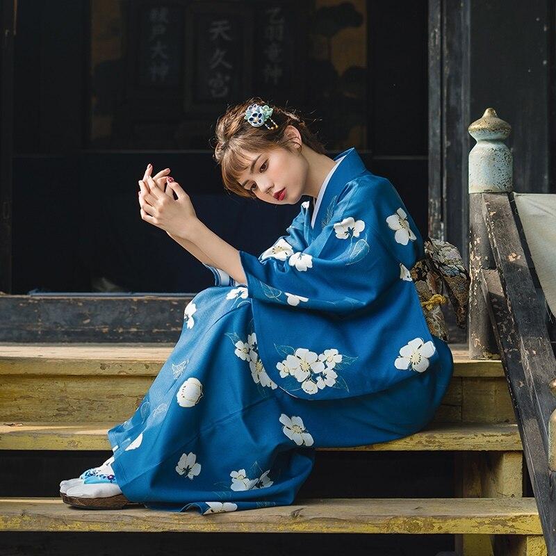 Kimono Japonais Femme Bleu