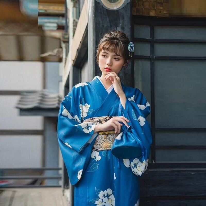 Kimono Japonais Femme Bleu