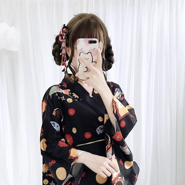 Kimono Japonais Femme Noir