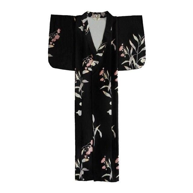 Kimono Japonais Femme Noir et Blanc Noir / M