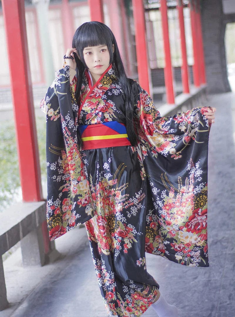 Kimono Japonais Femme Noir / S