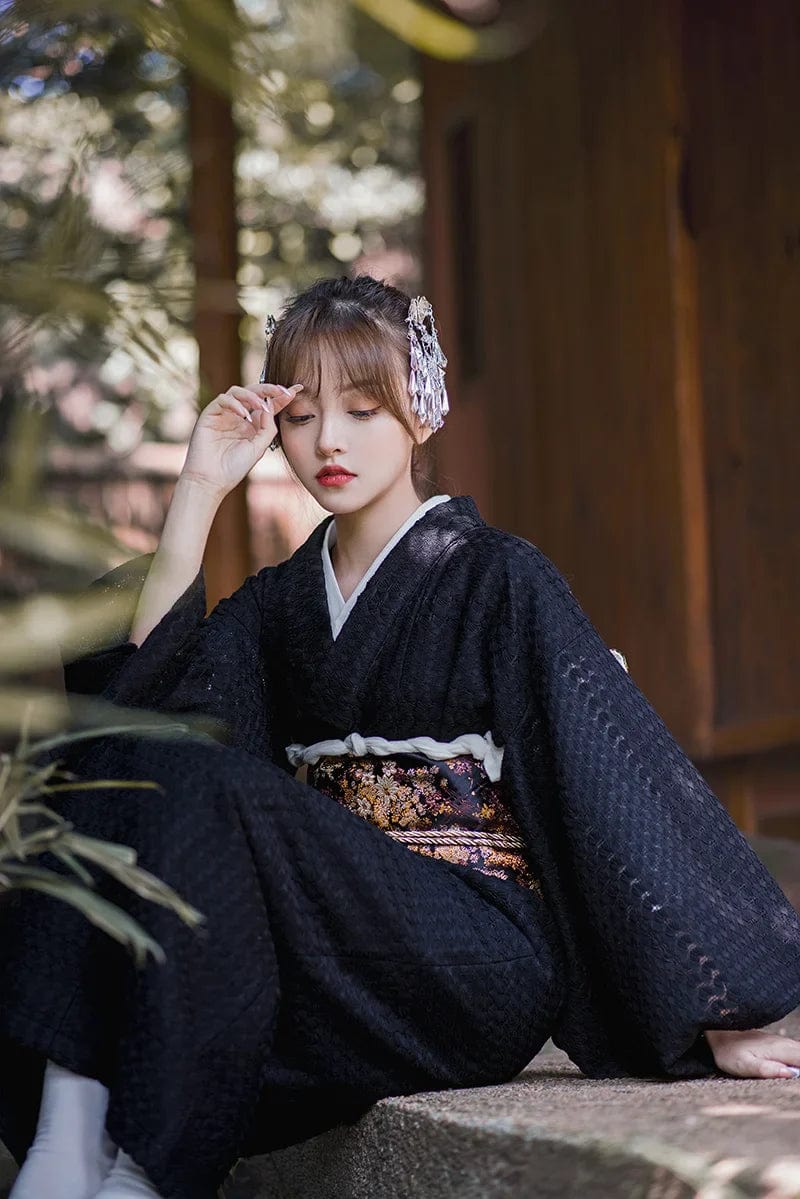 Kimono Japonais Noir Femme