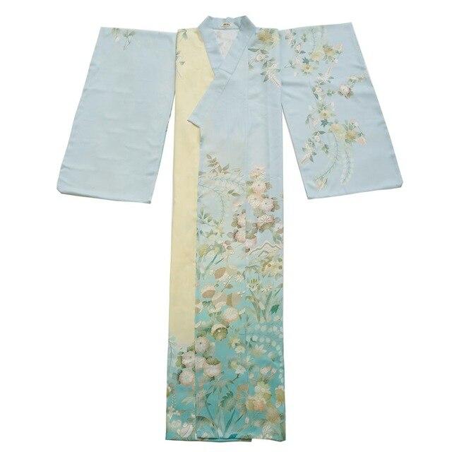 Kimono Japonais Traditionnel Femme Bleu Ciel / L