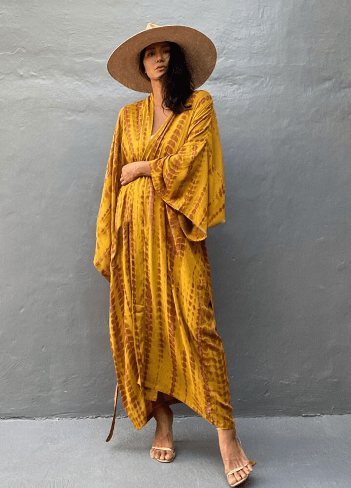 Kimono Long Femme | Dégradé Jaune avec Ceinture