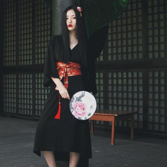 Kimono Long Noir Femme