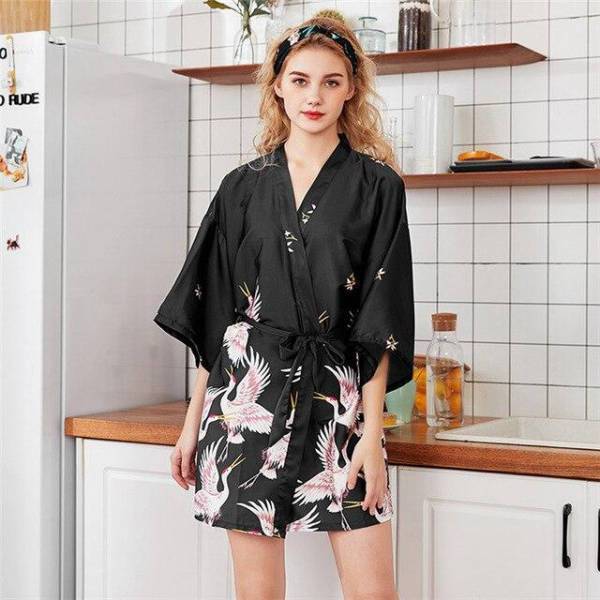 Kimono Robe de Chambre Noir / M