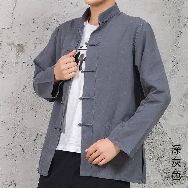 Kimono Veste Streetwear Homme Gris Foncé / M