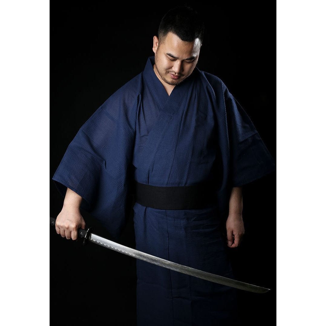 Long Yukata Homme Bleu Marine