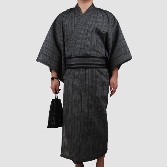 Long Yukata Homme Noir Gris / M