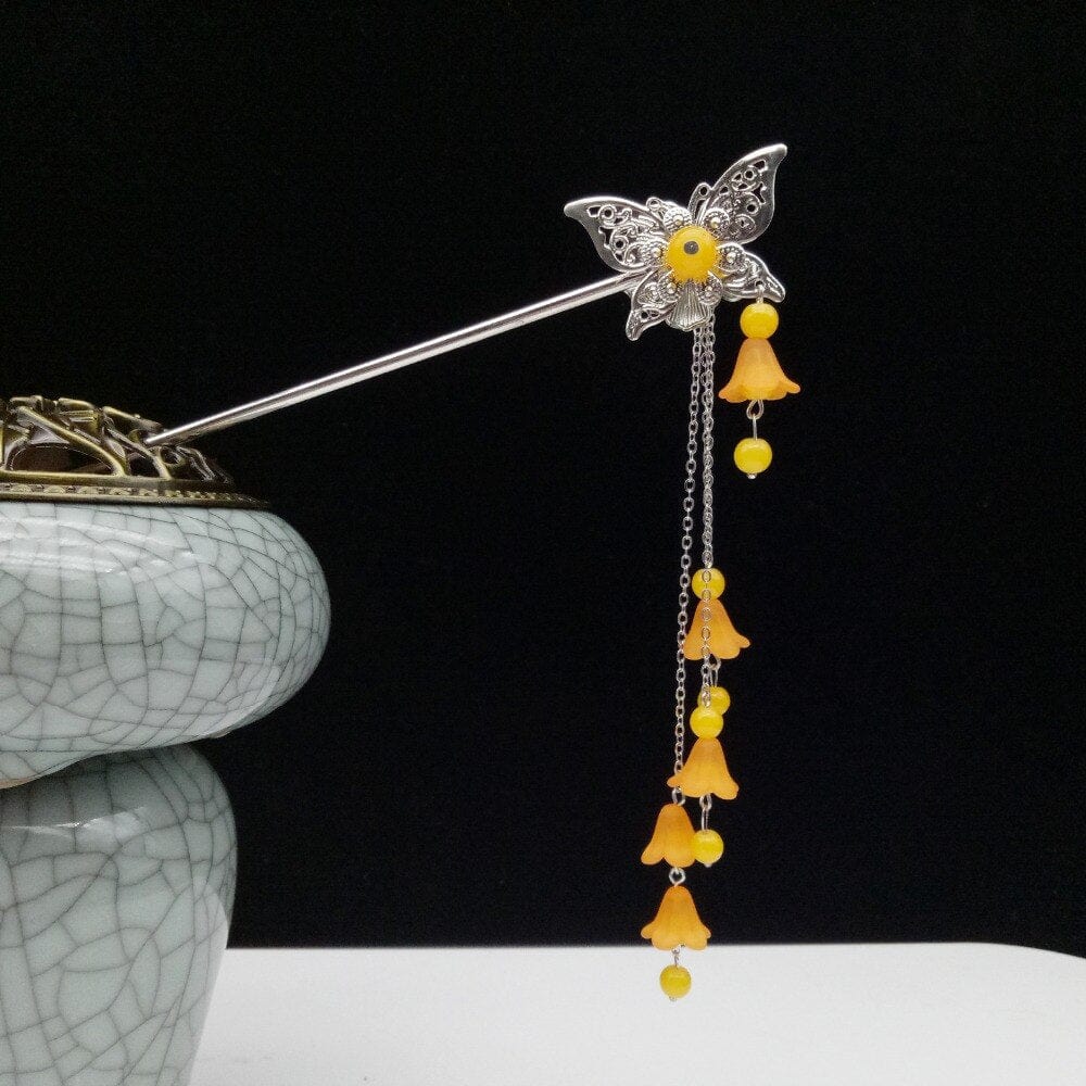 Pic à chignon Kanzashi Jaune