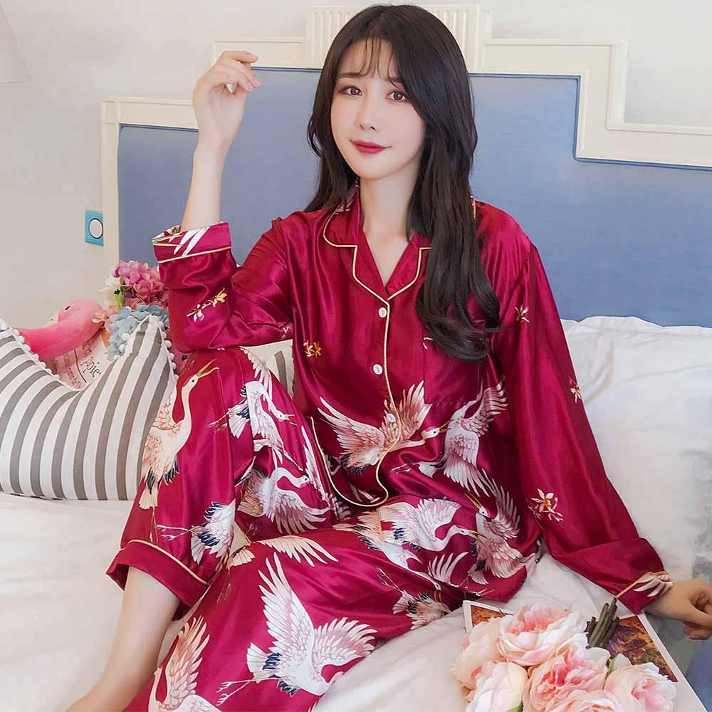 Pyjama Femme Soie Japonais Rouge Rouge / M