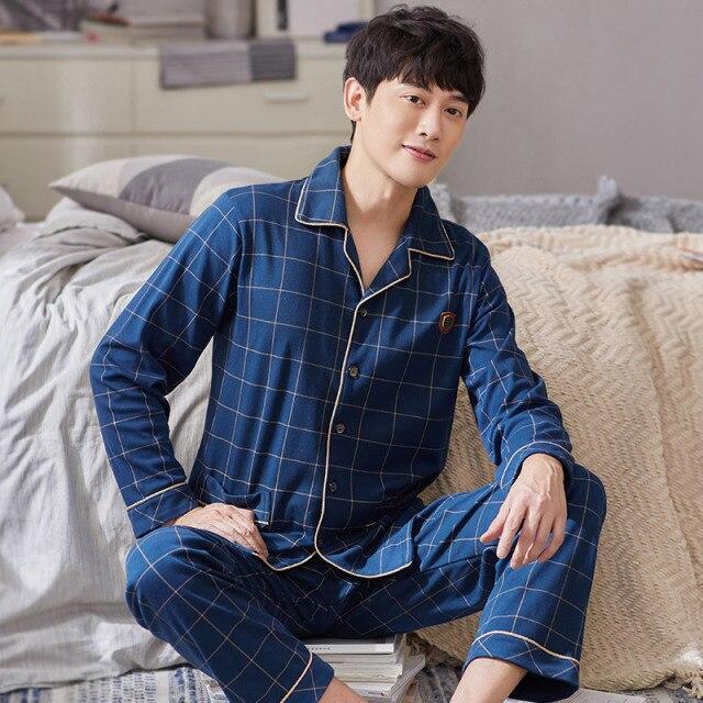 Pyjama Japonais Bleu Bleu Carreaux / L - 163 174cm / 45 70kg