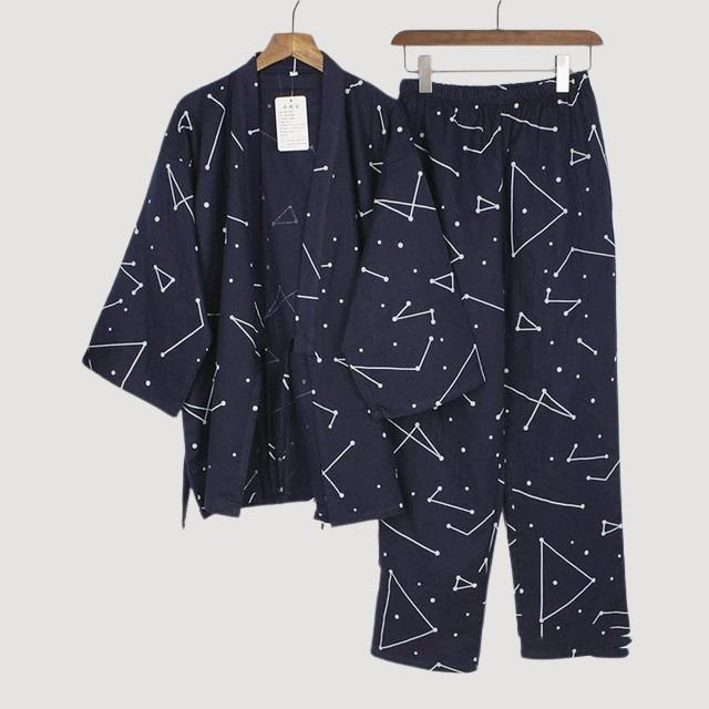 Pyjama Japonais Kimono Bleu Marine / M