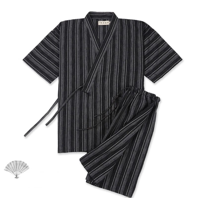 Pyjama Japonais Rayé Noir / M