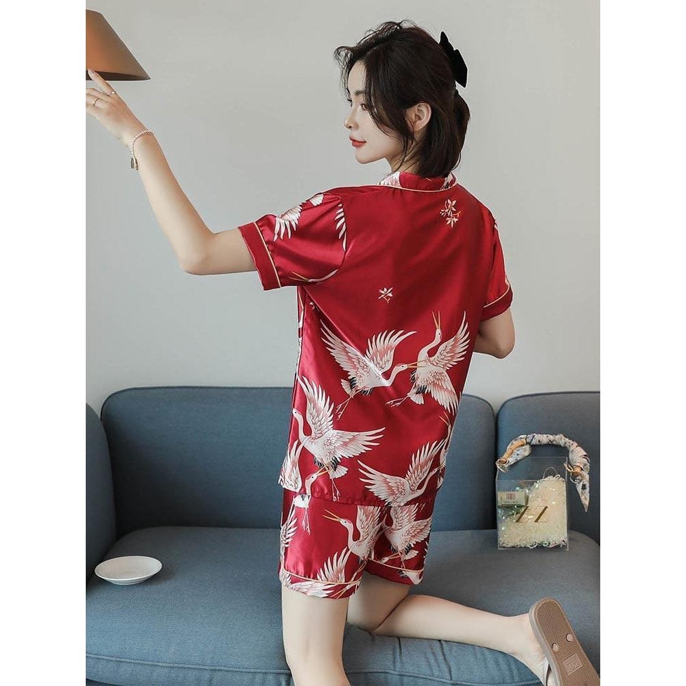 Pyjama Japonais Soie Rouge